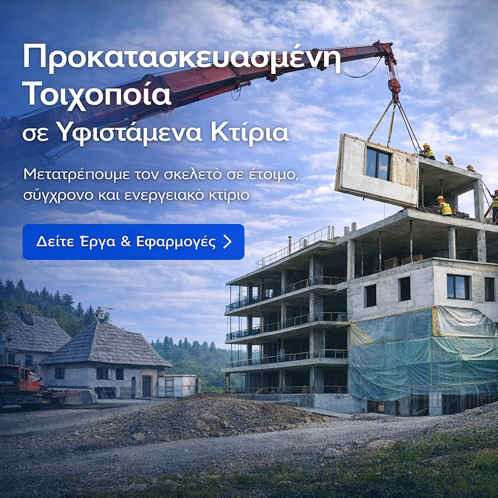 Προκατασκευασμένη Τοιχοποιία σε Υφιστάμενα Κτίρια